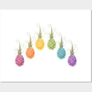 Rainbow Pineapples Posters and Art